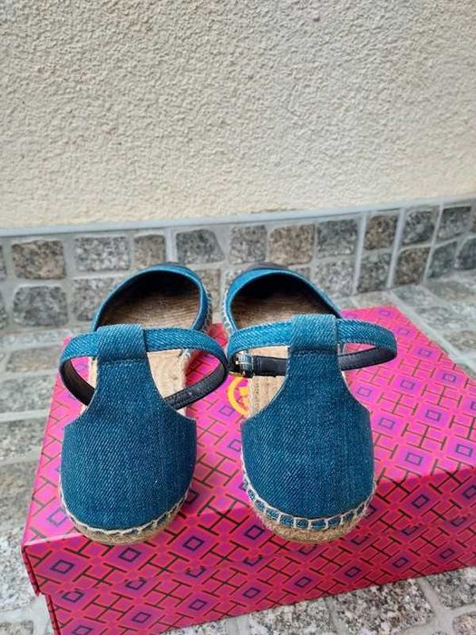 Dżinsowe espadryle ze skóry cielęcej Tory Burch 41