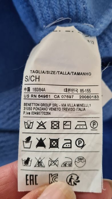 Sweter United Colors of Benetton. 100% Pure New Wool. 36 S / 34 XS. Ni