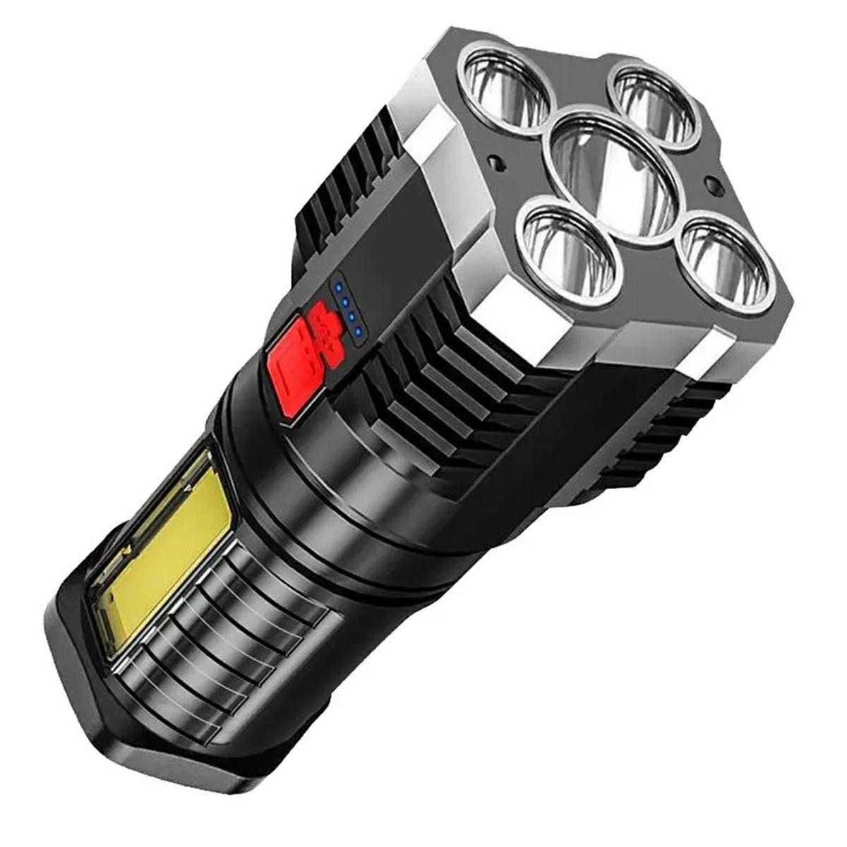 NOWE Akumulatorowa latarka LED taktyczna survival boczne podświetlenie