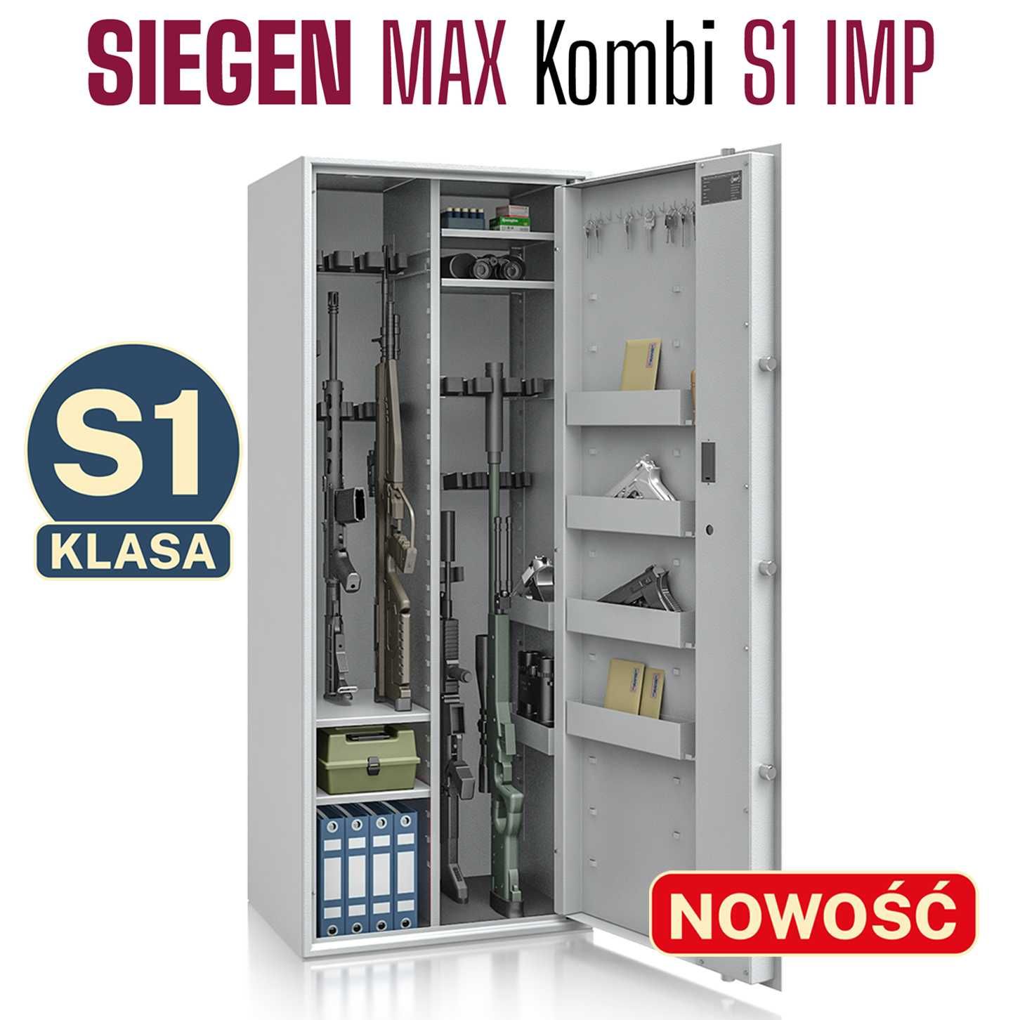 Szafa na broń SIEGEN MAX Kombi kl S1 18 szt. broni zamek elektroniczny