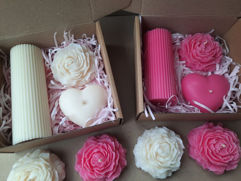 Подарунковий набір "For you"  свічки з оливкового воску ручна робота