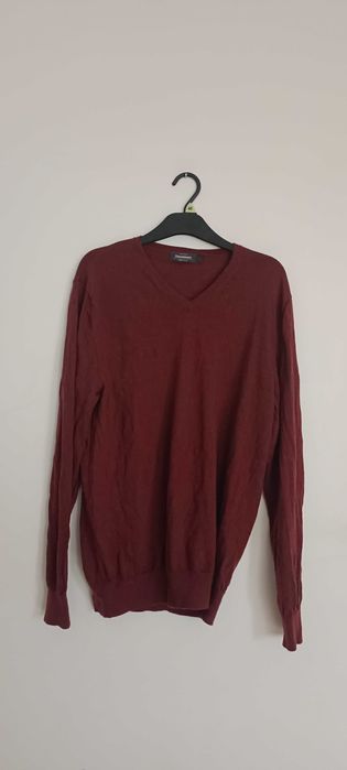 Sweter z wełny z merynosa Merino Wool L (large) bordowy