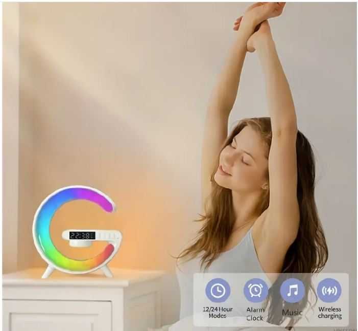 Nowoczesna Ładowarką Indukcyjną  RGB z Głośnikiem Bluetooth