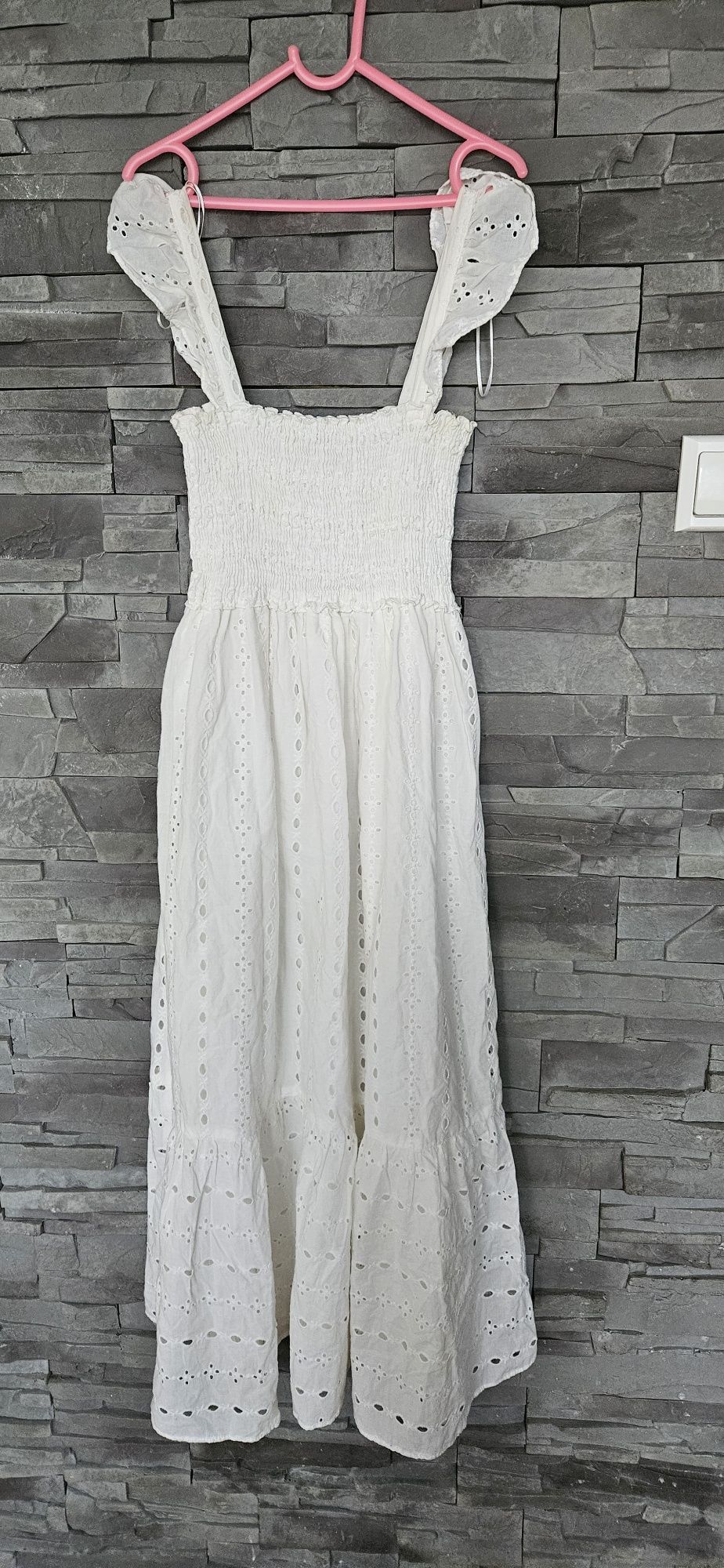 Piekna Biała azurkowa sukienka zara