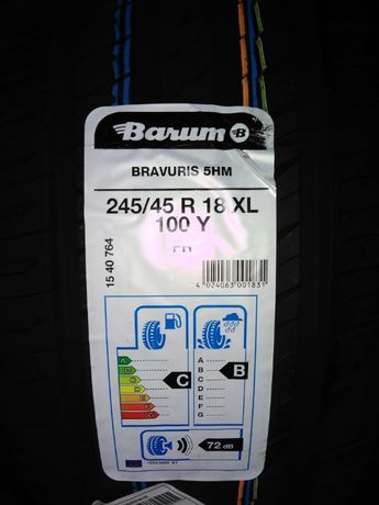 4x 245/45R18 Barum Bravuris 5HM 100Y XL FR nowe opony letnie