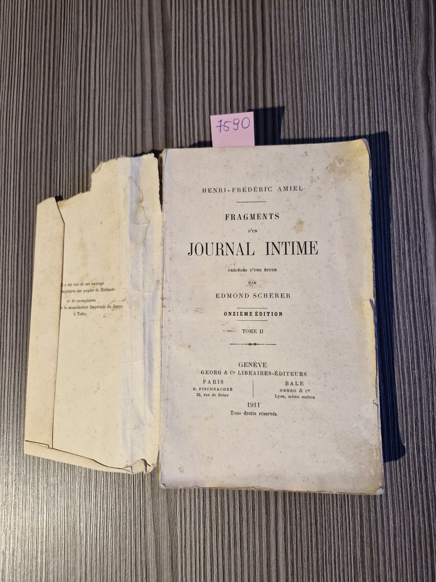 7590. "Journal intime" Henri Frederic Amiel (j.francuski)