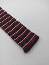 Włoski czerwony granatowy krawat knit w paski kn02