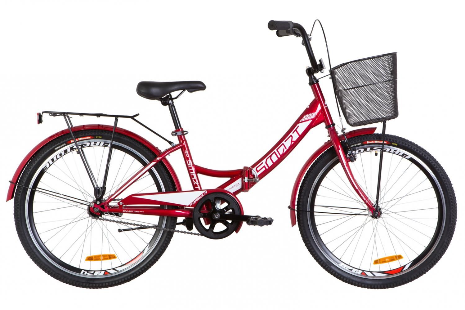 Велосипед Formula 24" SMART рама-15"  красный, багажник+корзина