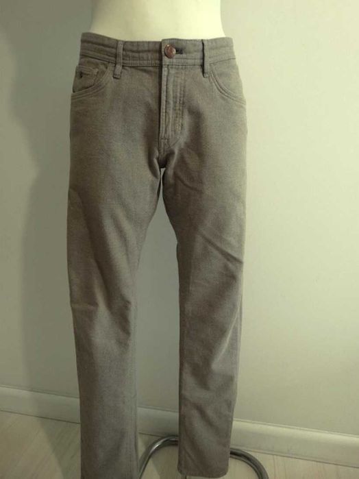 Spodnie Massimo Dutti Beżowe Bawełna Proste Nogawki Slim Fit L