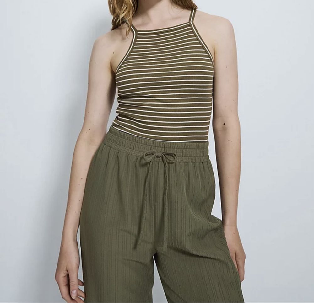 22 50 George koszulka na ramiączkach bawełna prążkowana top khaki duży