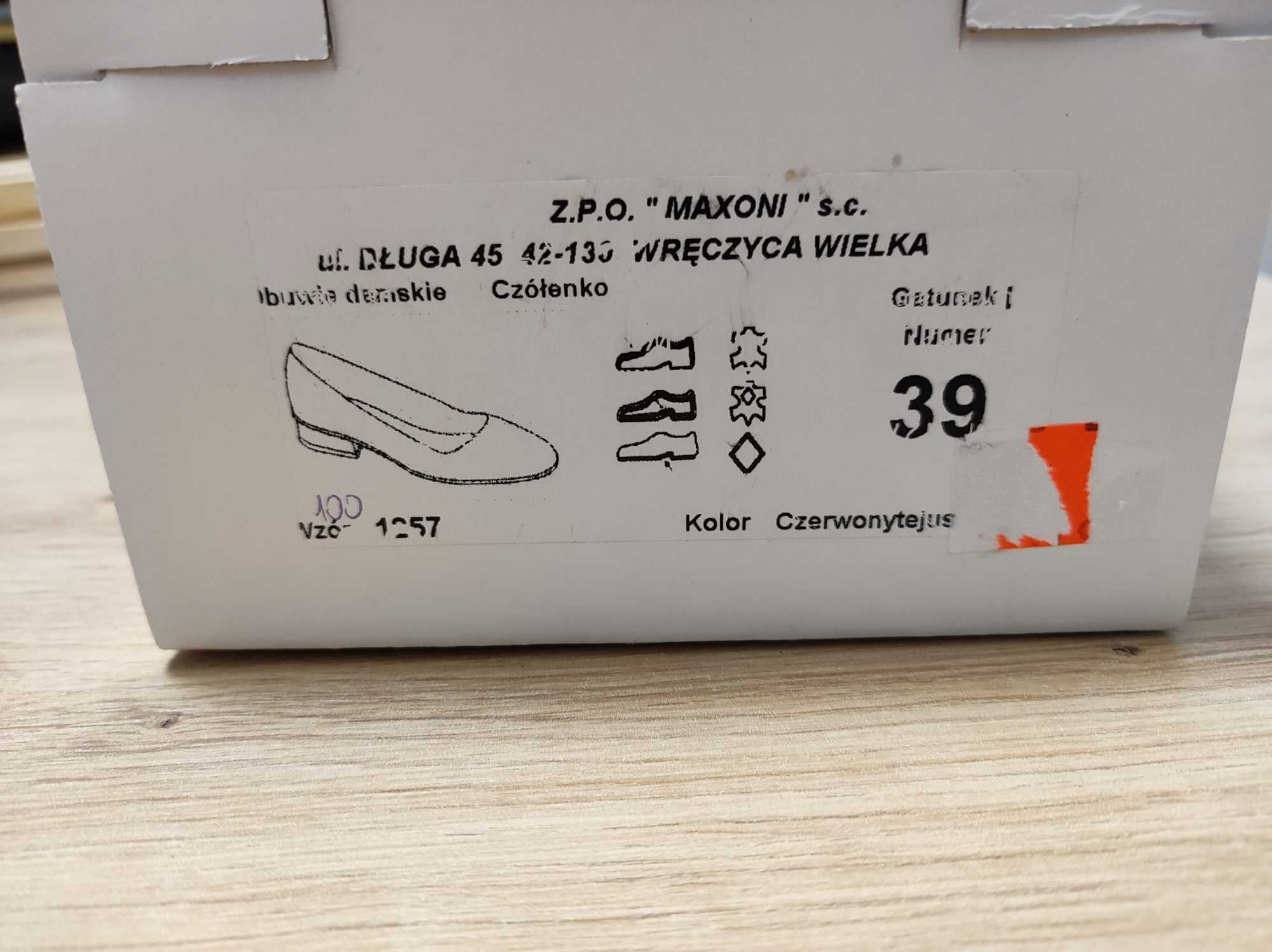 Czółenka skórzane Maxoni rozm. 39, atrakcyjna cena
