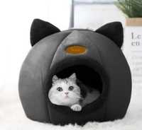 Котячий будиночок чорний ий | Дом лежанка для кошек и собачек