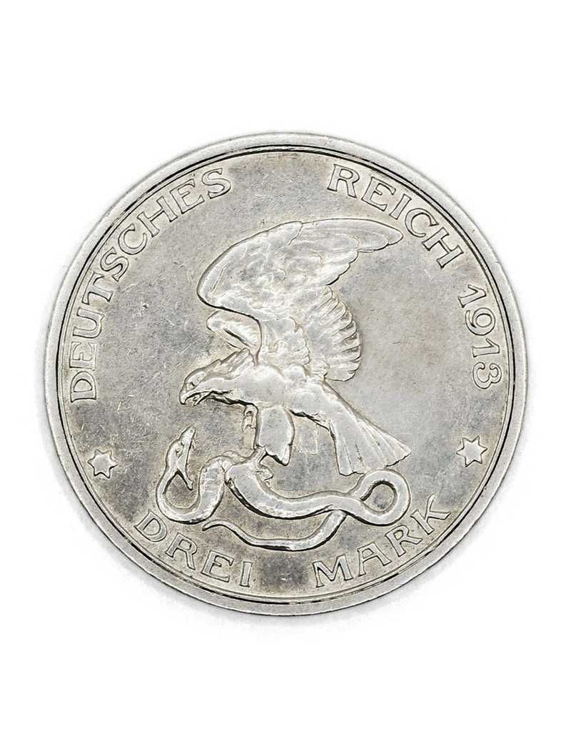 Srebrna moneta 3 marki rok 1913 - "Bitwa Narodów / Bitwa pod Lipskiem"