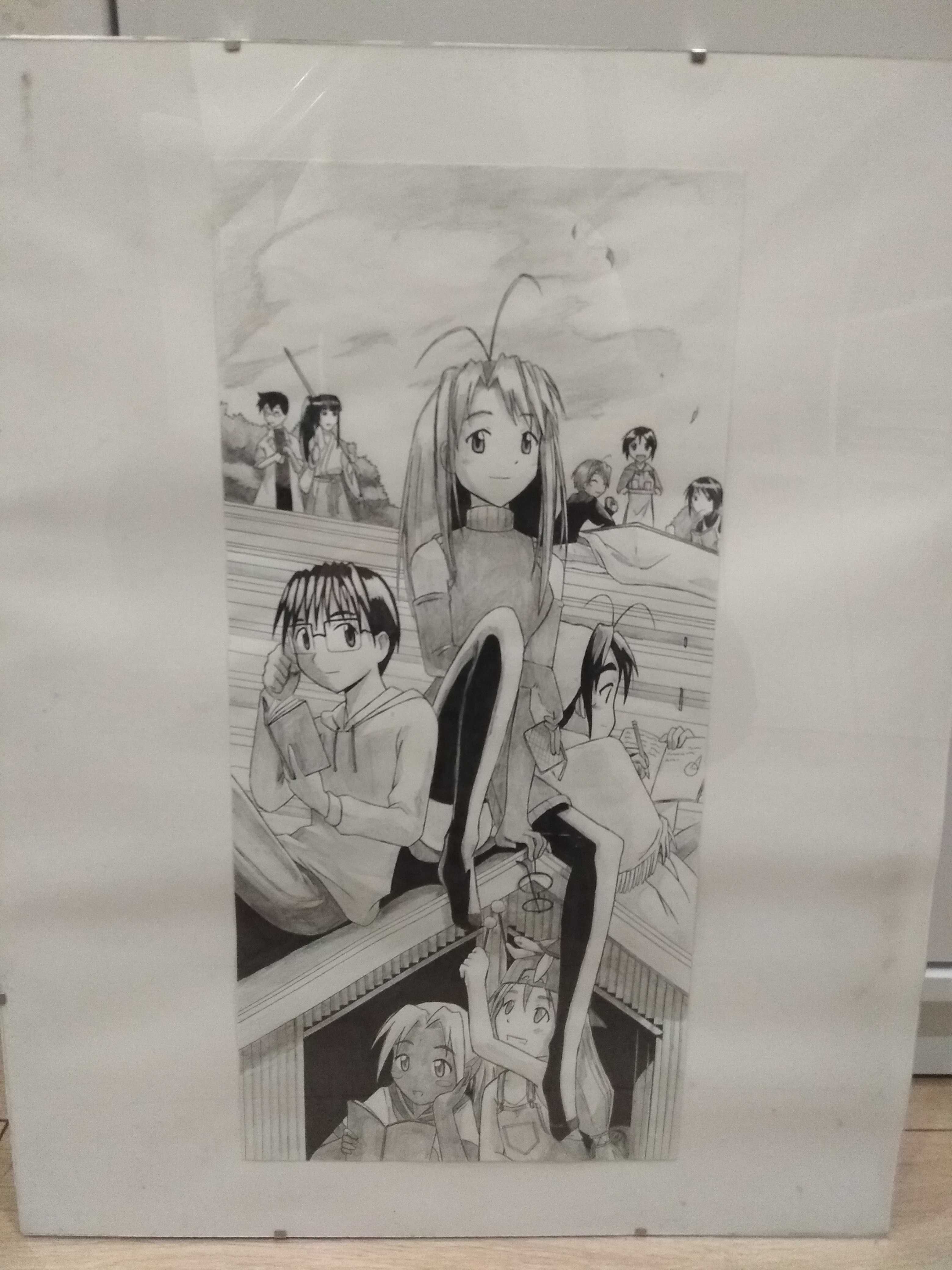 Love Hina szkic rysunek obraz w antyramie manga anime