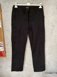 spodnie cargo czarne basic z szerokimi nogawkami h&m