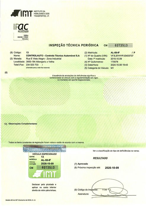 Peugeot 308 -- 1.5 HDI -- 175000 Km – 10/2018 – Revisão completa