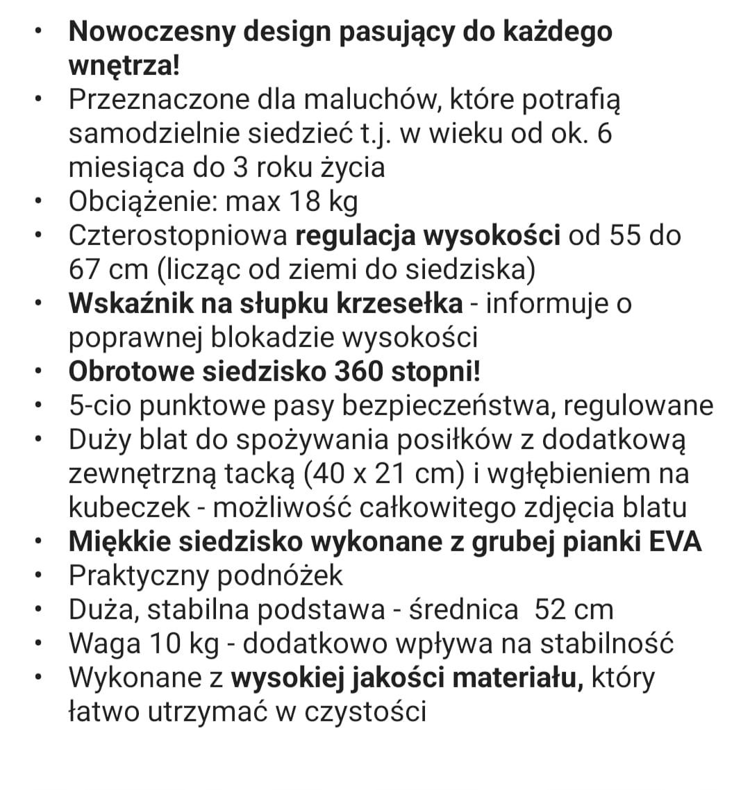 Krzeslo obrotowe dla dziecka