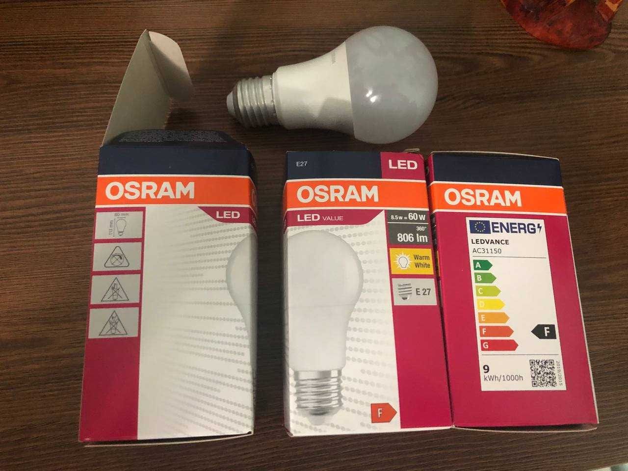 LED лампа Osram 8,5 Вт = 60Вт Тепле біле світло Стандартний Цоколь