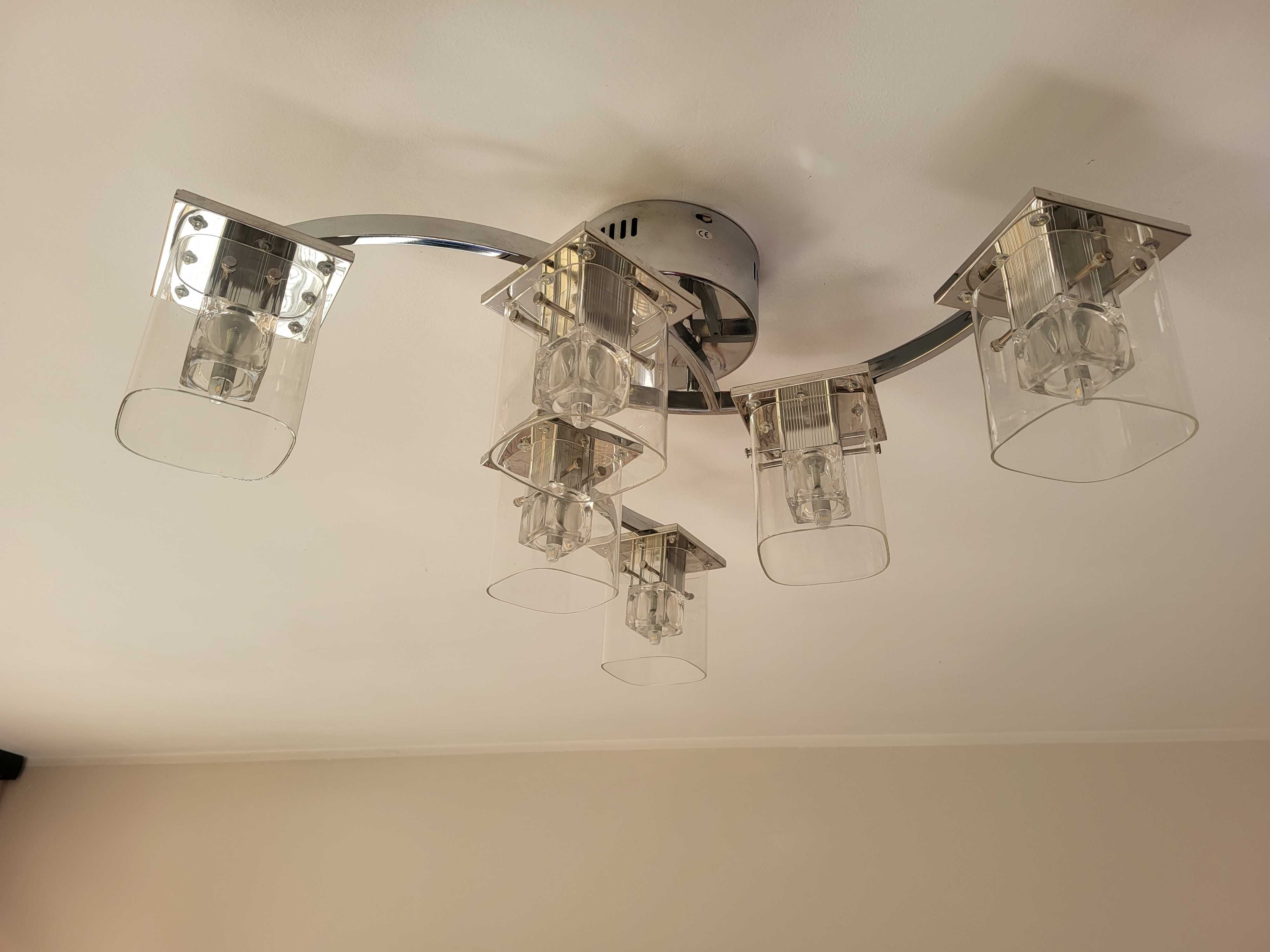 Lampa led chrom zyrandol sufitowy oswietlenie nastrojowe