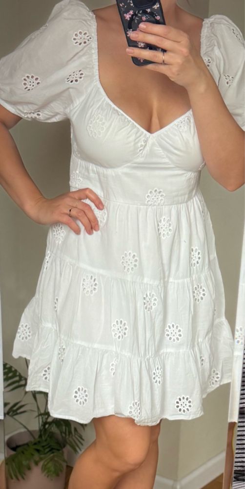 Biała azurowa sukienka Primark 42 L/XL