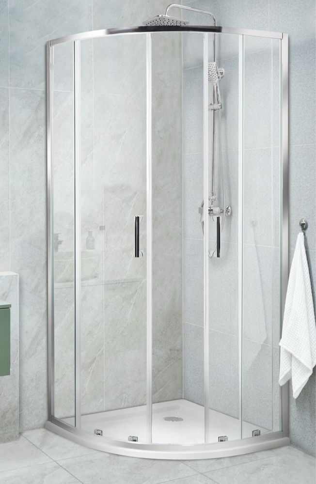 Base e Cabine de duche 1/4 circulo 90 x 90 x 185 cm Prateado