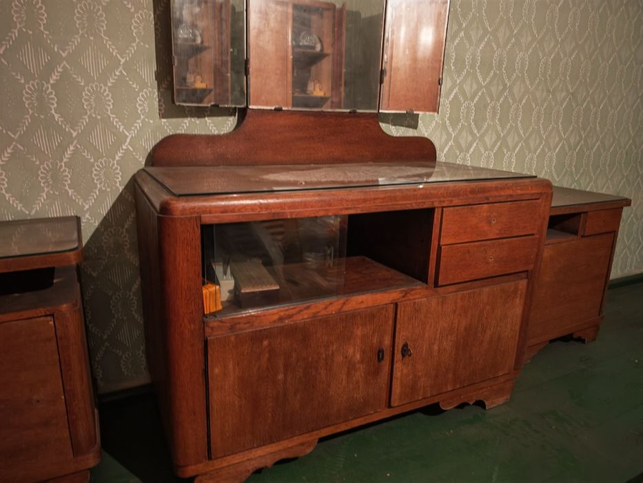Toaletka z lustrem i dwie szafki nocne solidne drewno styl vintage
