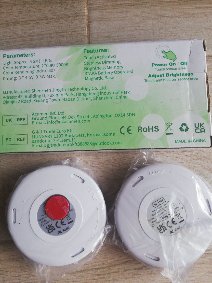 Światło dotykowe LED 2szt 6smd LED 2700/5000k.