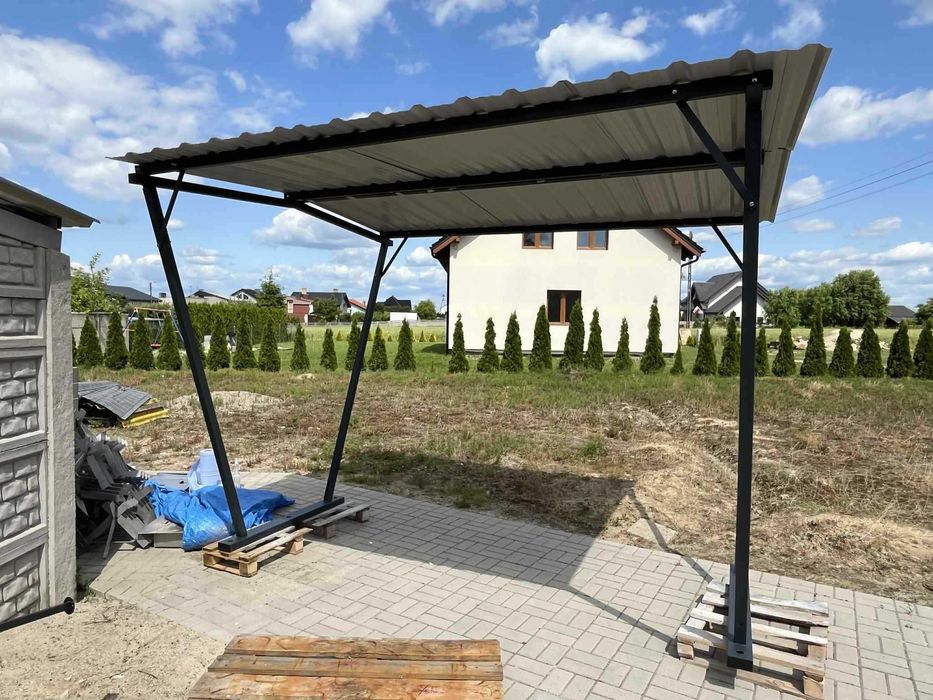 Wiata rowerowa - nowa 3x2,58 m, dwuspadowa, antracyt 7016