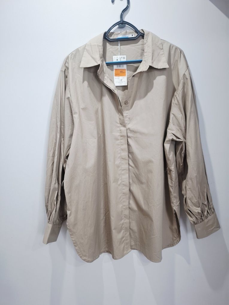 Beżowa koszula damska oversize nowa reserved bawełna xl 42