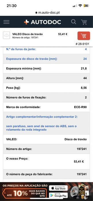 Discos travão Renault megane, scenic etc NOVOS