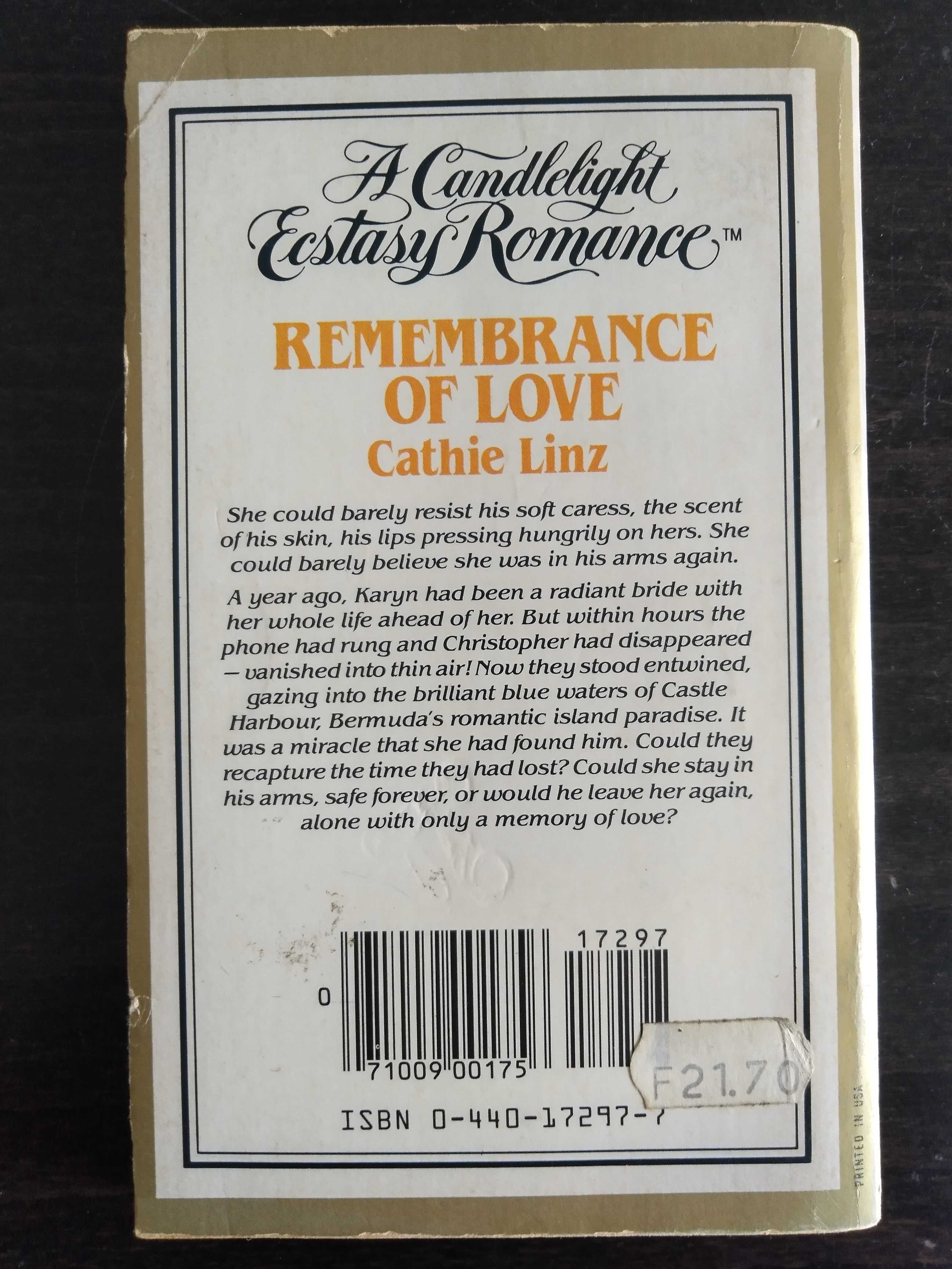 livro: Cathie Linz "Remembrance of love"