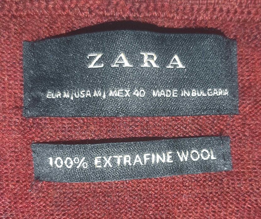 ZARA lekki sweter 100% wełny extra fine dekolt V r.M