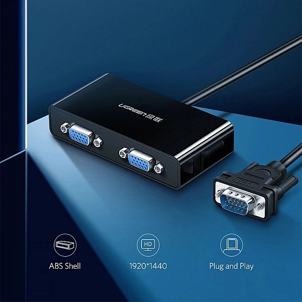 Rozdzielacz VGA Ugreen 40254/1x2 - czarny