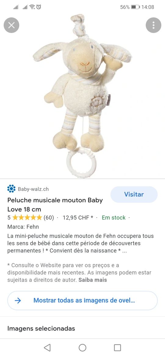 Ovelha brinquedo musical bebé da Baby fehn