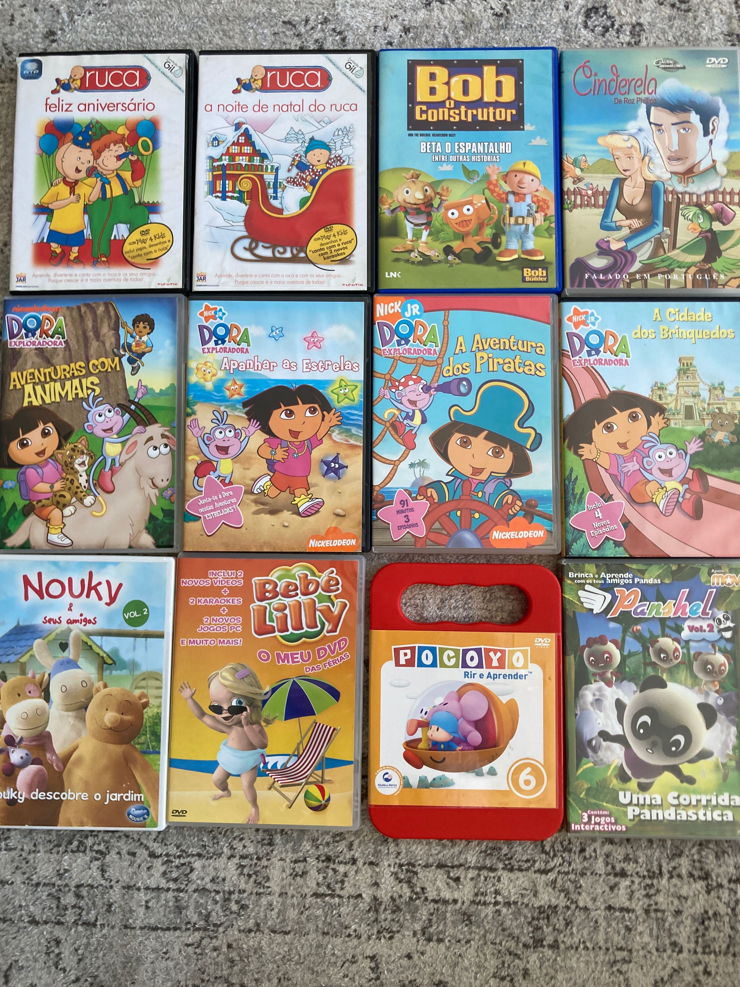 DVD's da Dora, Ruca, Pocoyo, Bob, o construtor
