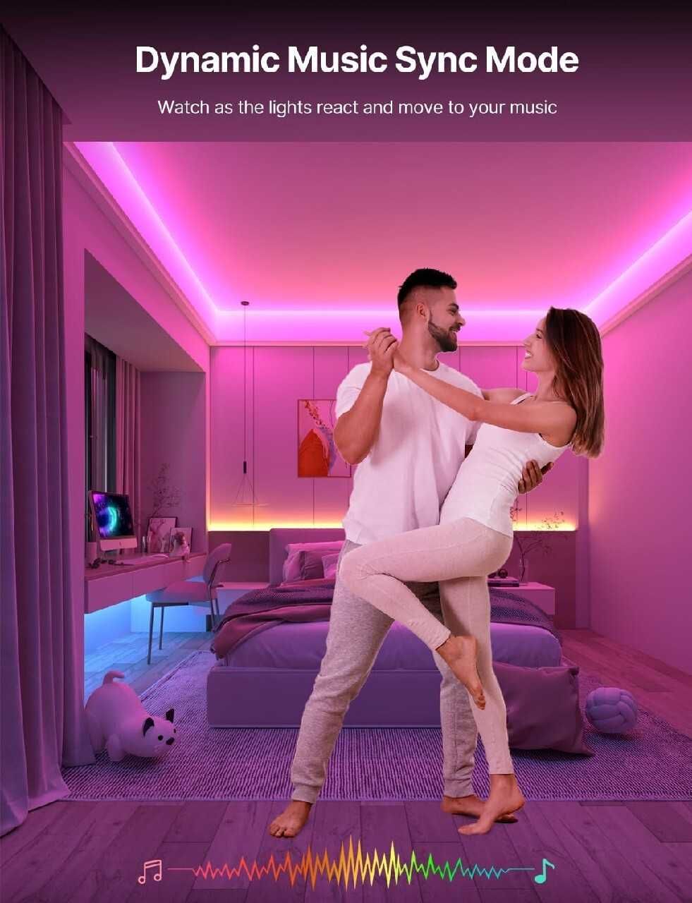 Taśma LED bluetooth Mexllex oświetlenie 5050 RGB pilot ledy nowa 10 m
