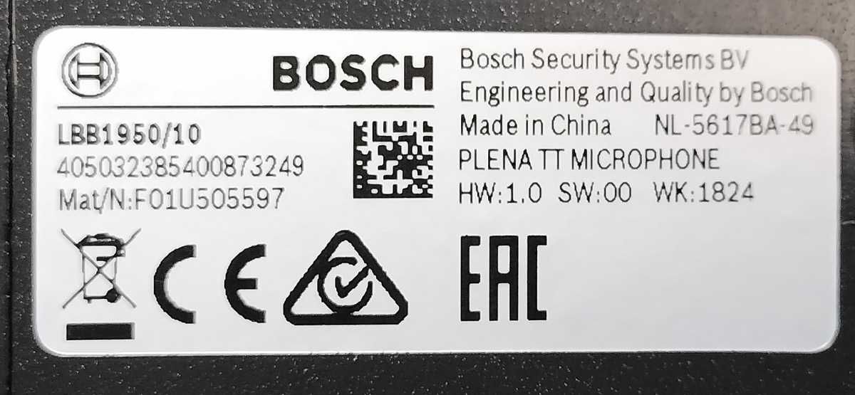 Конденсаторный микрофон Bosch 1950/10 (нов.)