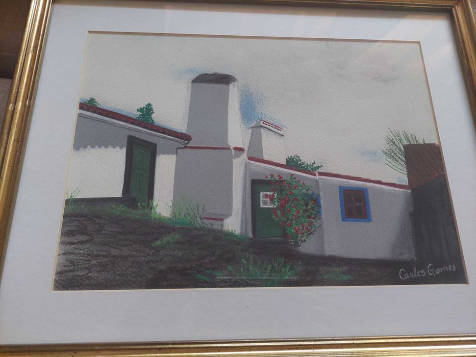 Casa rural pintada a lapis