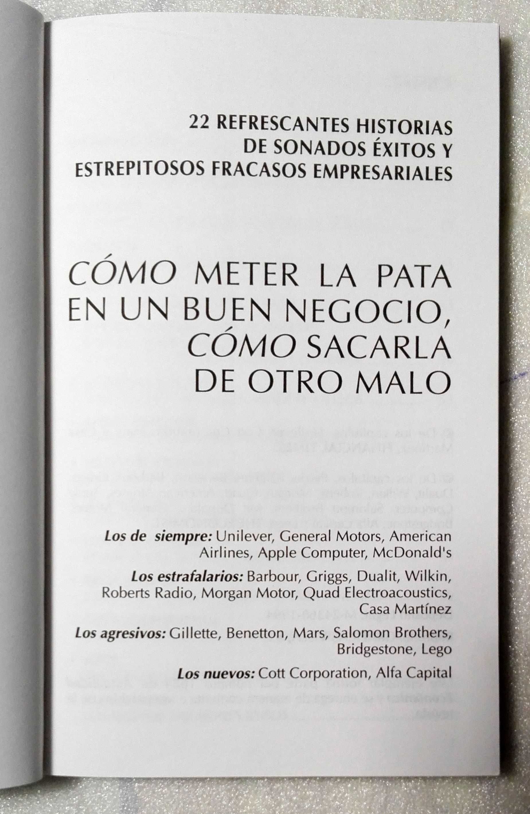 Livro Como Meter la Pata en Bueno Negocio, Como Sacarla Otro Malo