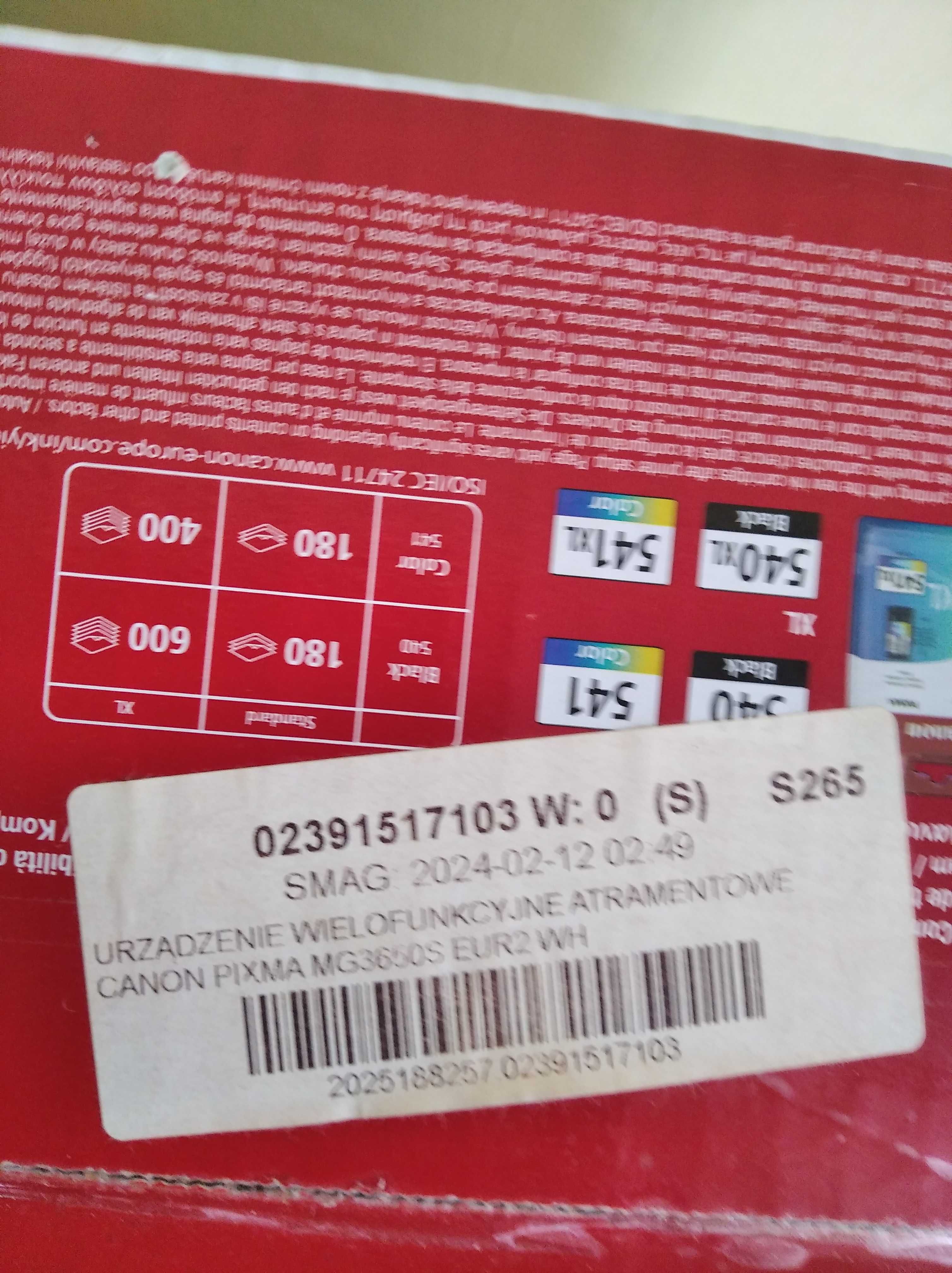 Urządzenie wielofunkcyjne atramentowe Pixma MG3650S  białe