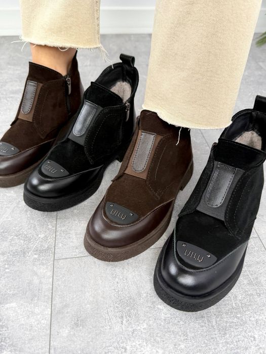 Жіночі шкіряні зимові черевики в кольорах