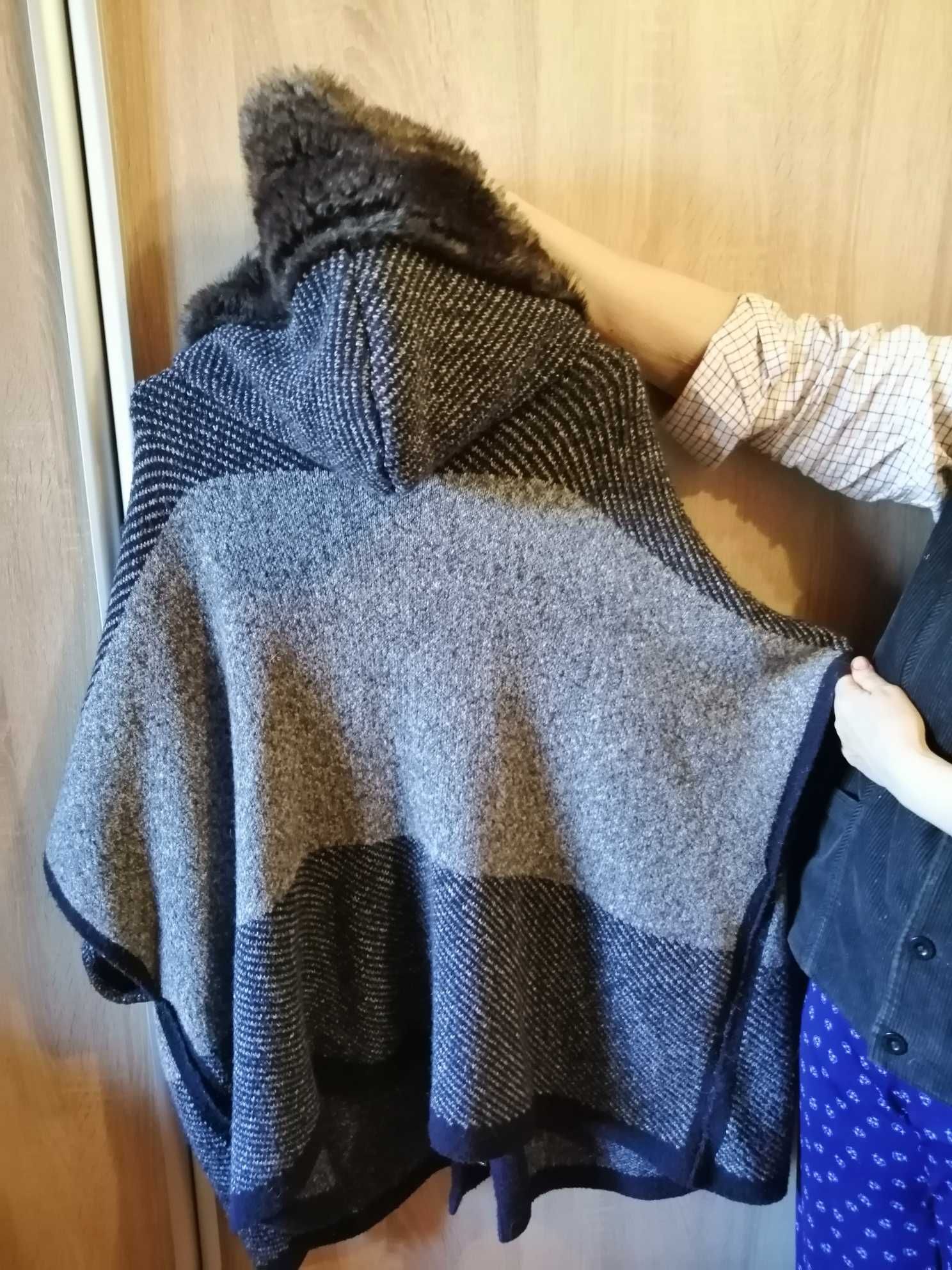 пончо куртка женская вязанная большой размер ZARA Knit