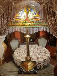 Gabinetowa, stojąca lampa Tiffany - WAŻKI - 85 cm - śr. klosza 52 cm