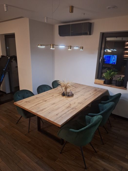 Duży stół loft 215x120 - zrobiony z blatu Wyspowego dab wotan