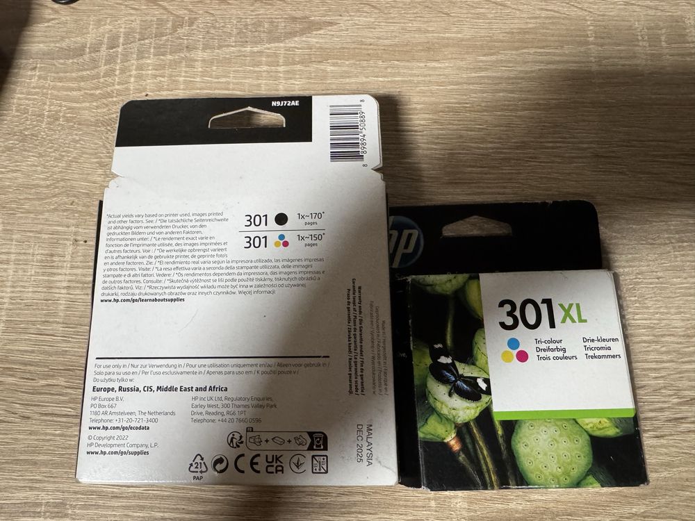 Komplet tuszy HP 301 + 301 xl tricolor
