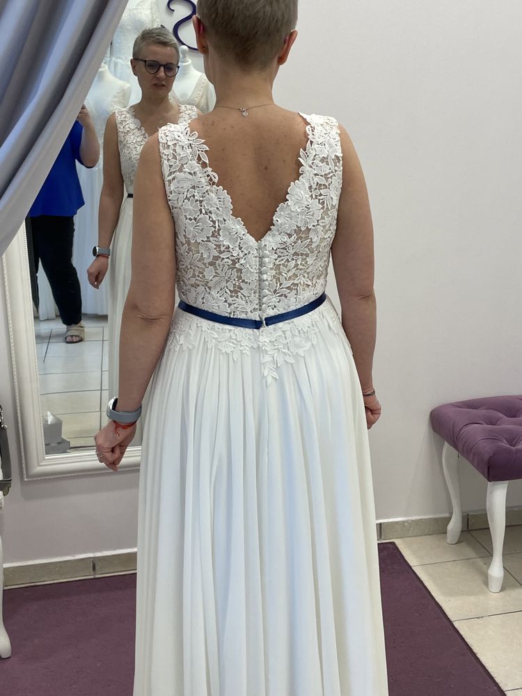 Suknia ślubna ecru 158 cm 36/38