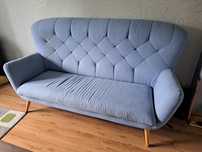 Sofa na nóżkach niebieska pirjo pikowana black red white