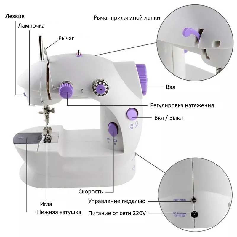 Пopтaтивнaя швeйнaя мaшинкa | Мaшинкa для шитья с подставкой | Пeдaль