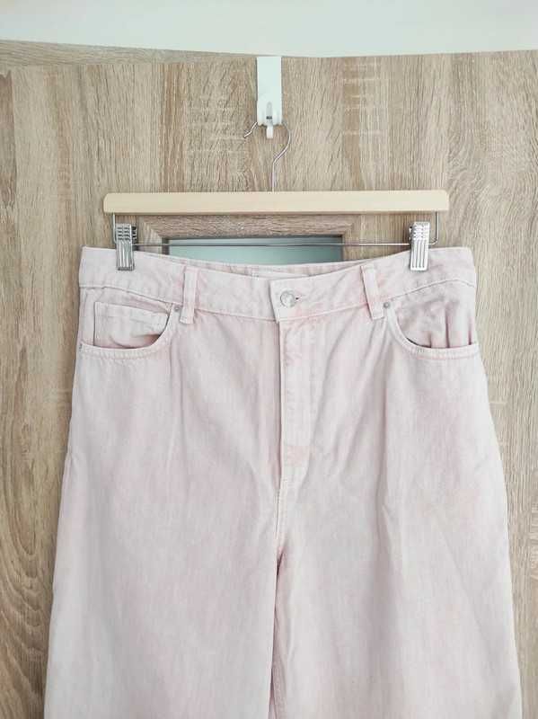 Pudrowe jeansy szerokie nogawki culottes Mango 40 L 42 XL