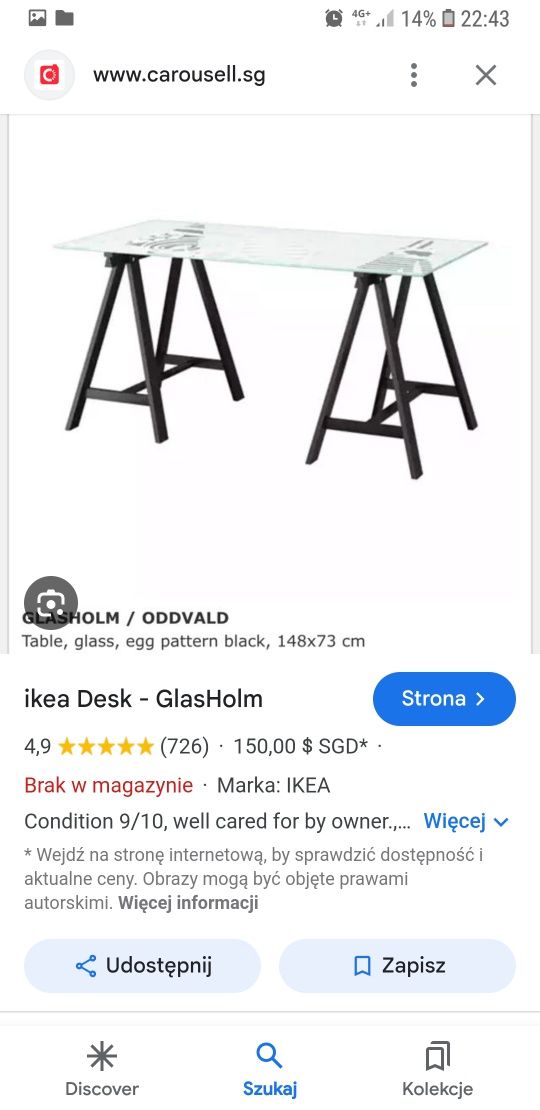 Ikea biurko glasholm